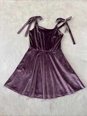 miami Velvet Tie-Shoulder Mini Dress — Plum Purple